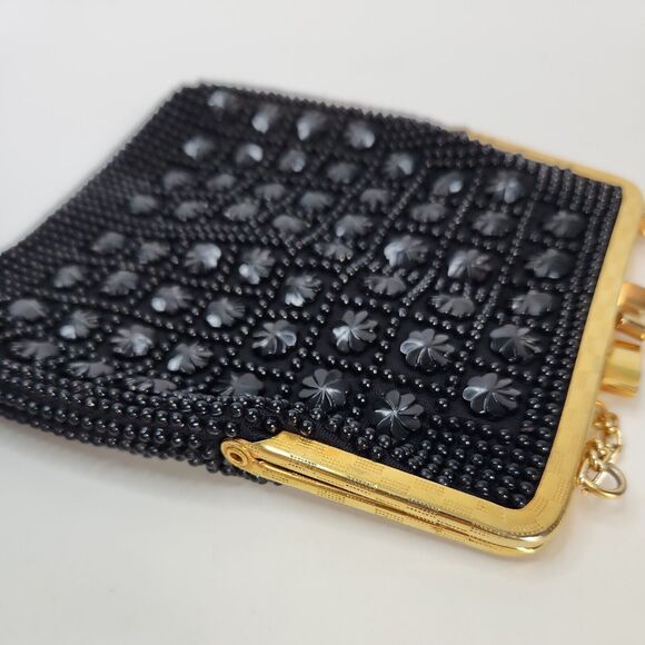 Vtg Kiss Lock Beaded Clutch Purse Evening Bag Chain Hand Made Hong Kong - Picture 9 of 12